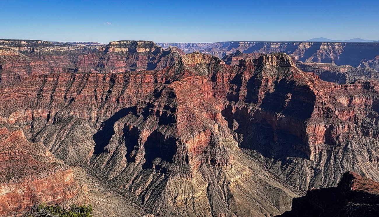 Painting of canyon walls with person in foreground