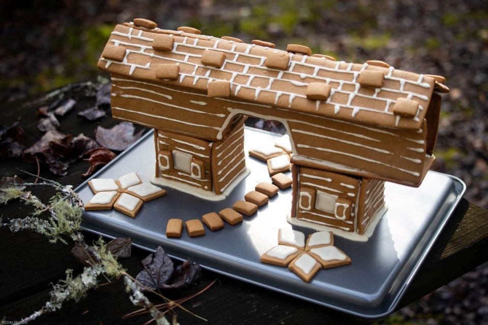 A gingerbread cantilever barn.