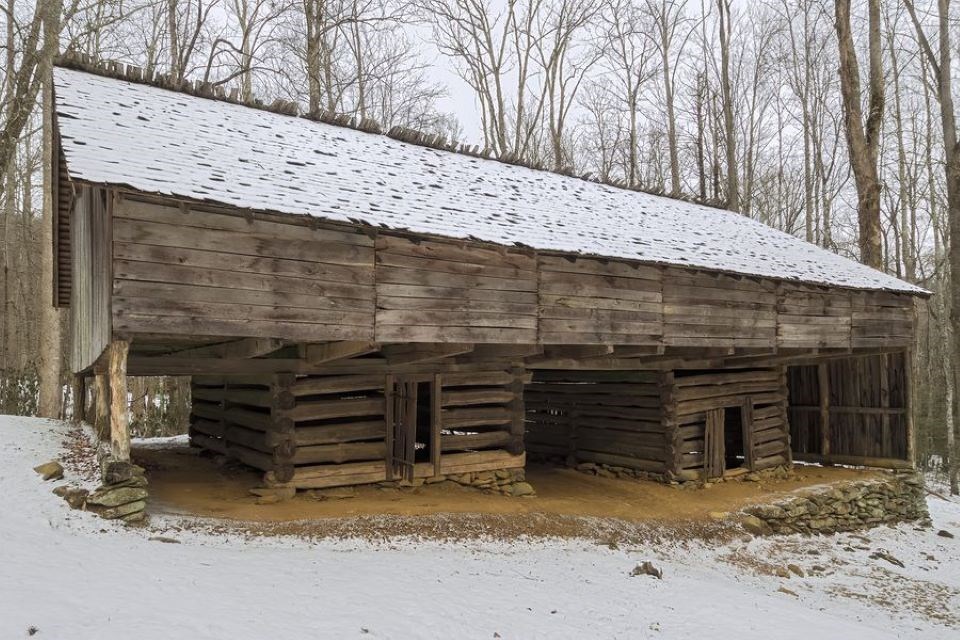 A gingerbread cantilever barn.