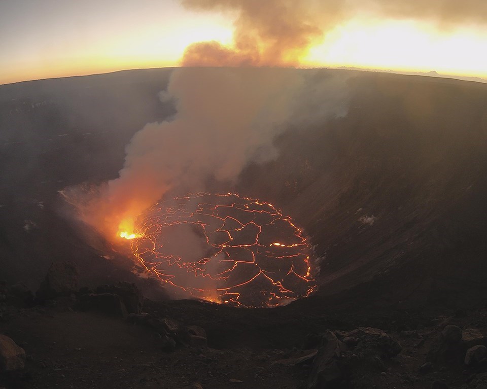 Water lake within a crater.