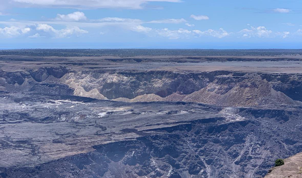 A deep volcanic crater.