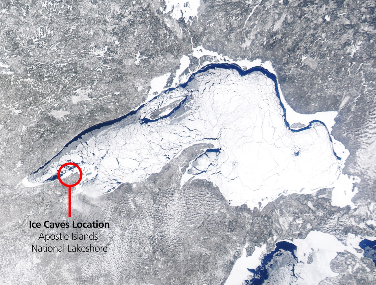 Satellite image of Lake Superior in March 2014