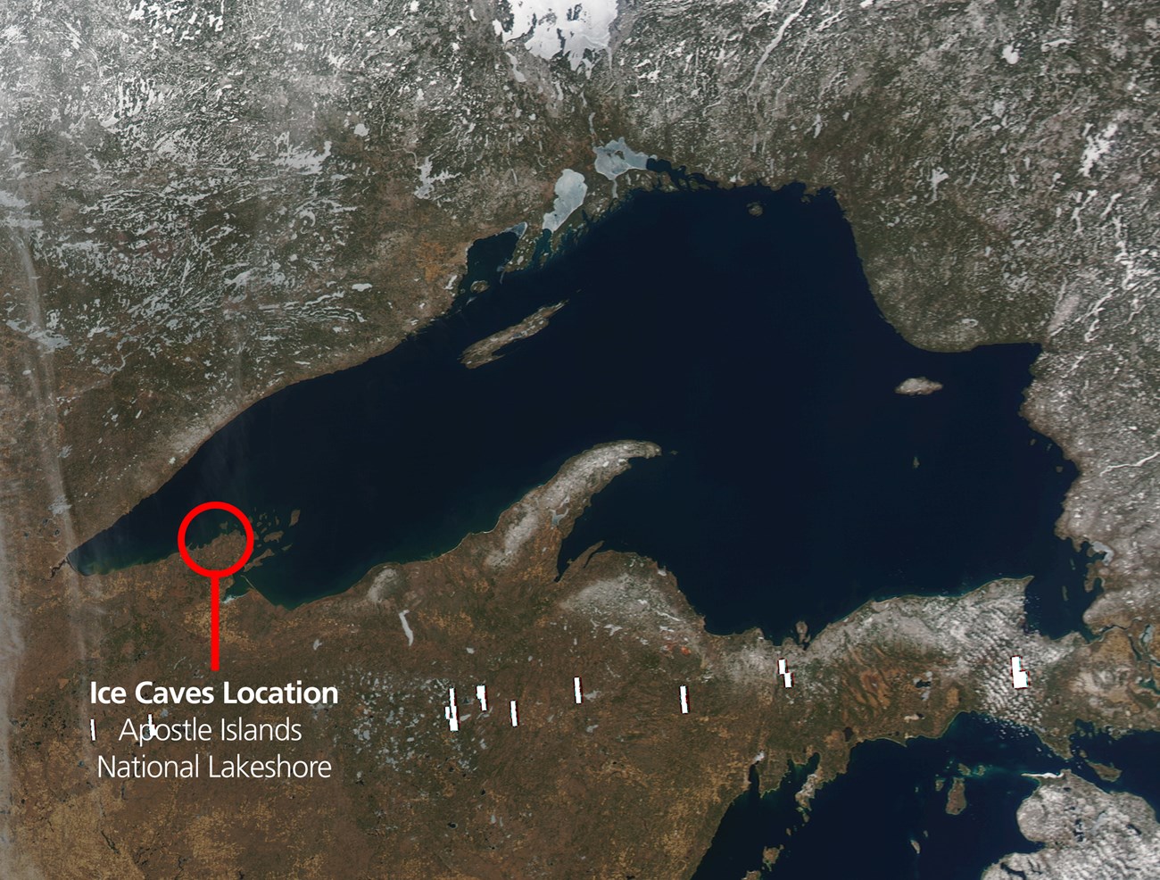 Satellite image of Lake Superior in March 2014