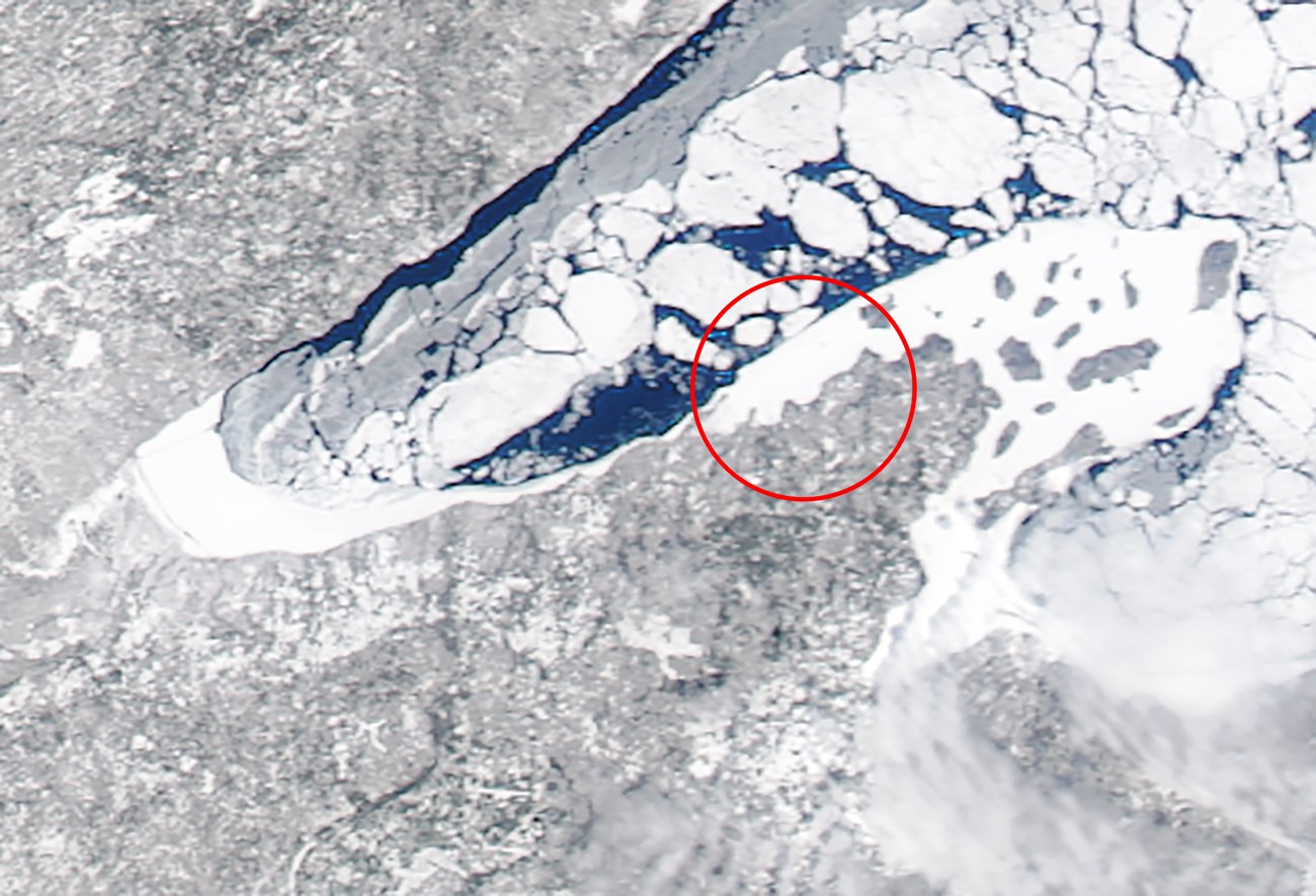 Satellite image of Lake Superior in March 2014