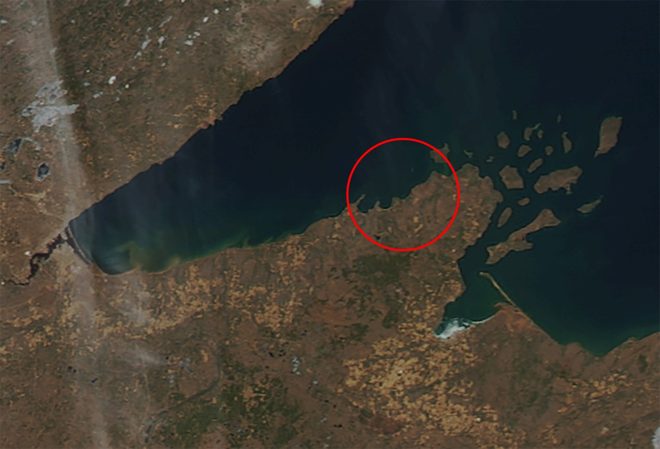 Satellite image of Lake Superior in March 2014