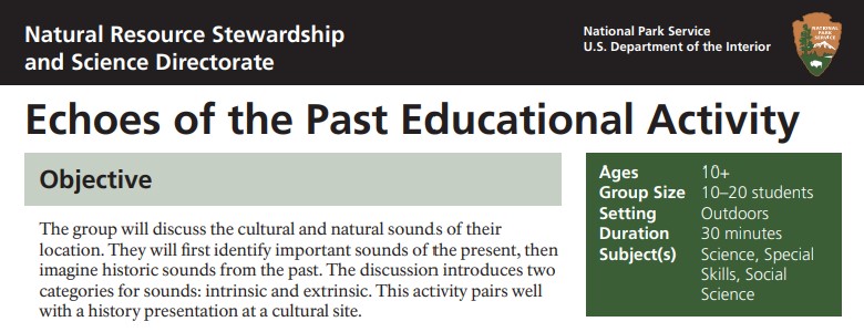 Clip of top of Echoes of the Past Educational Activity file