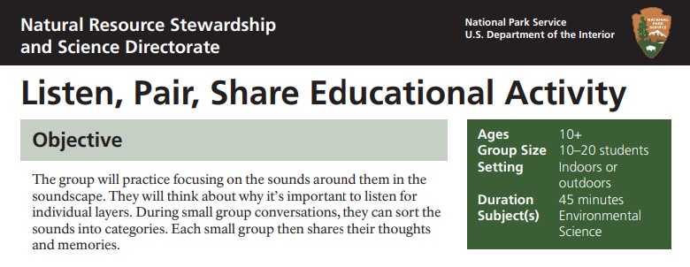 Clip of header of Listen, Pair, Share educational activity