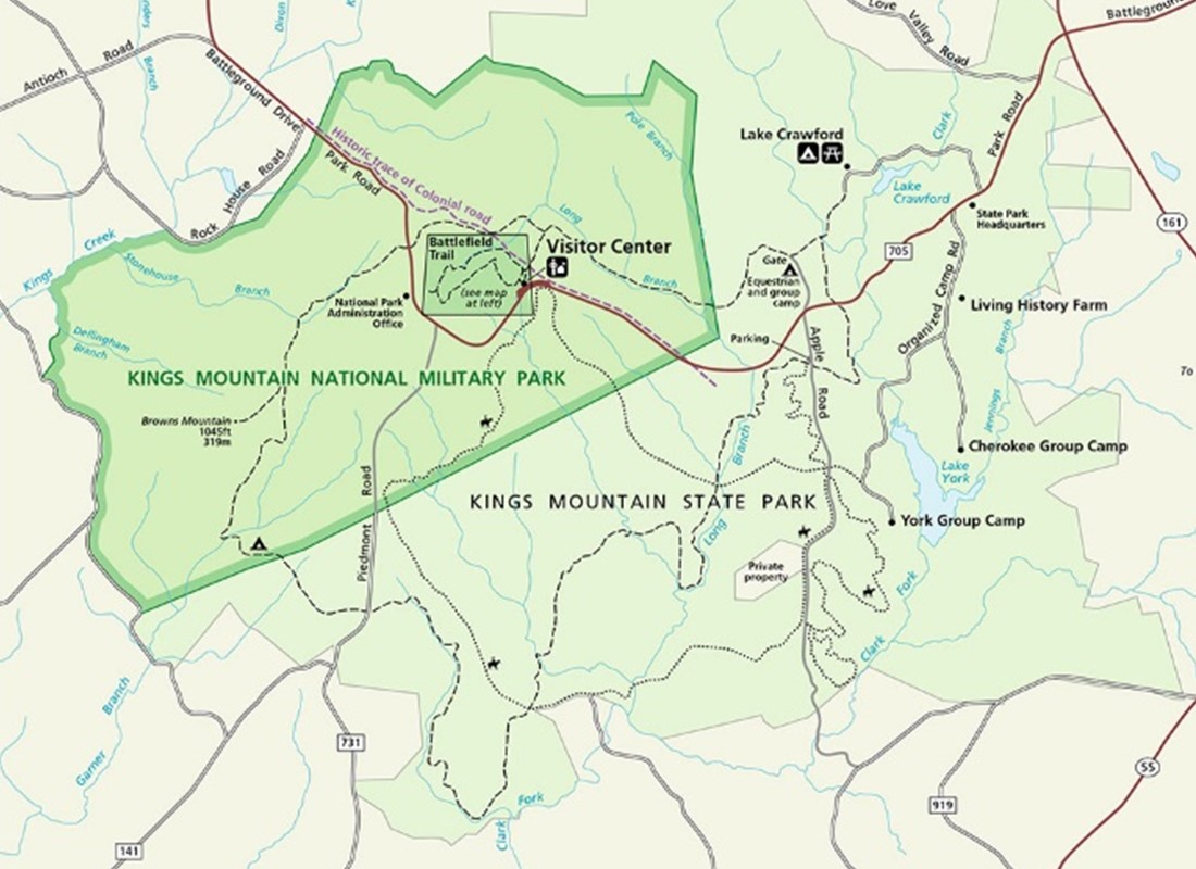 A map of the Kings Mountain area.