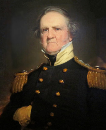 Portrait of General Winfield Scott in black coat with gold buttons and epaulets