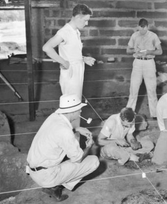 Arthur Kelly supervising excavations at Ocmulgee. 