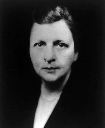 Black and white close-up photo of Frances Perkins. 