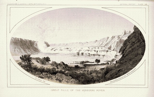 drawing of the great falls in montana