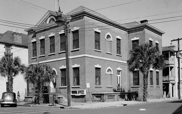 Black and white photo of the Citizens and Southern National Bank of South Carolina, circa 1930s. 