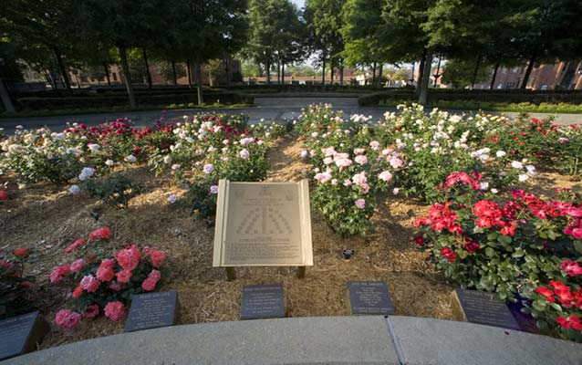 Roses and plaques arranged in a circle