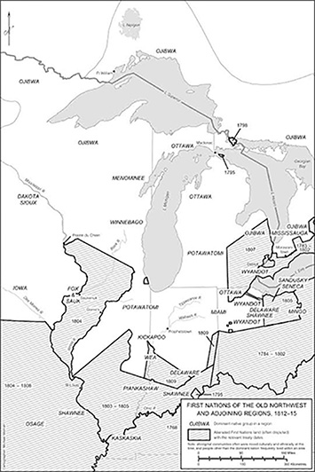 Map of First Nations of The Old Northwest and Adjoining Nations, 1812-1815
