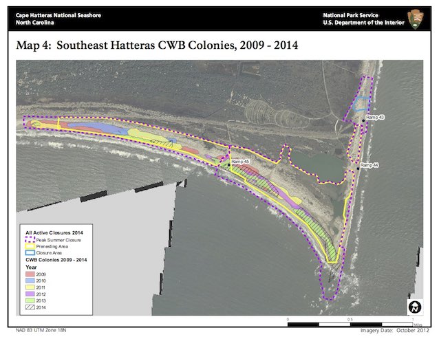 Map 4: Southeast Hatteras CWB Colonies, 2009 - 2014