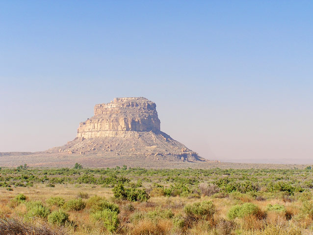 Hazy Fajada Butte in Chaco Culture National Monument, New Mexico