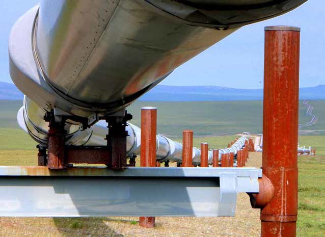 underside of a large pipeline