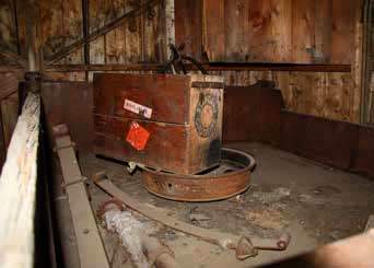 rusty metal equipment in a dirty room