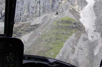aerial view of small openings in a mountainside