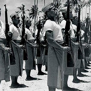 Samoan natives in platoon formation