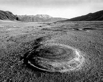 black and white photo of an extinct volcano