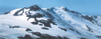 snow covered volcano summit