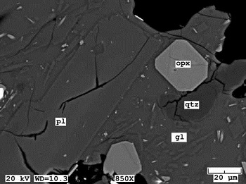 electron micrograph shows chemical composition of lava