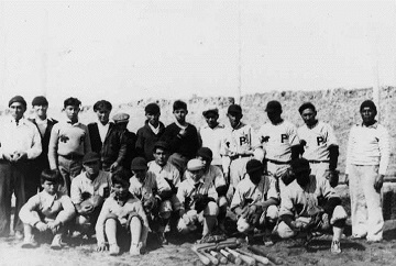 black and white photo of a baseball team