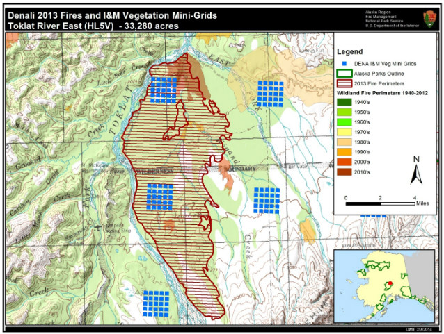 topographic map of the Toklat River East area showing wildlife perimeters