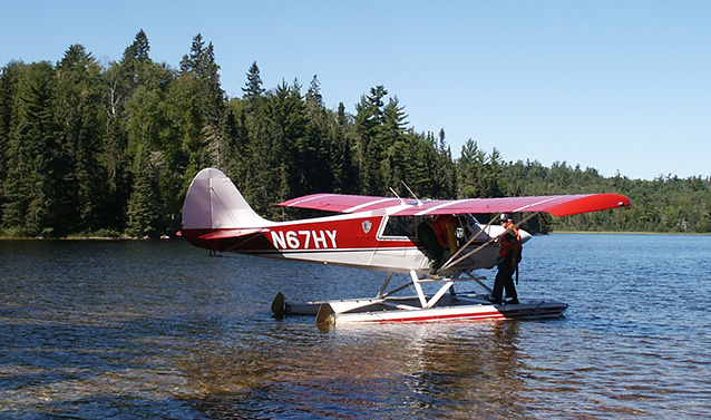 Float plane on the water