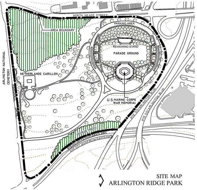 Site map, Arlington Ridge Park (Prepared by Alex Bao)