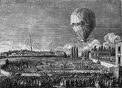 Illustration of the Montgolfier balloon flight in 1783