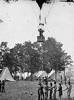 Fair Oaks, VA--Prof. Thaddeus S. Lowe observing the battle from his balloon