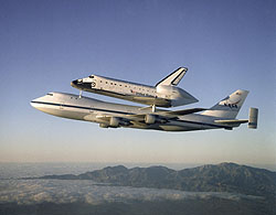 Space Shuttle Atlantis atop the Shuttle Carrier Aircraft