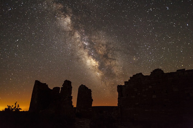 Milky Way above Pueblo ruins
