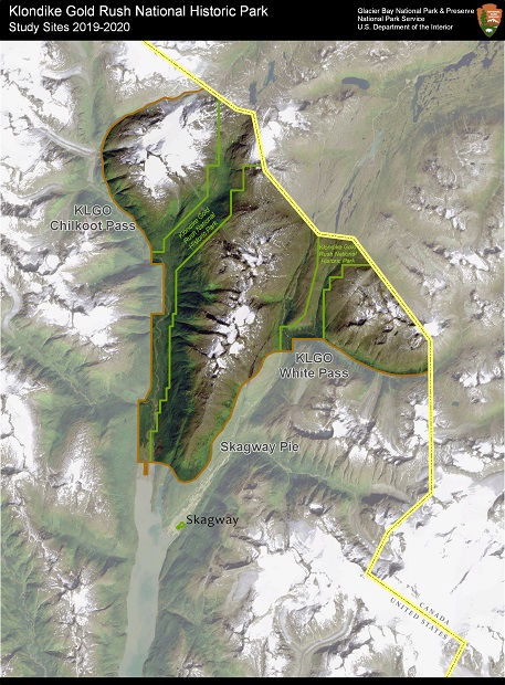 Map highlighting locations for mountain goat research