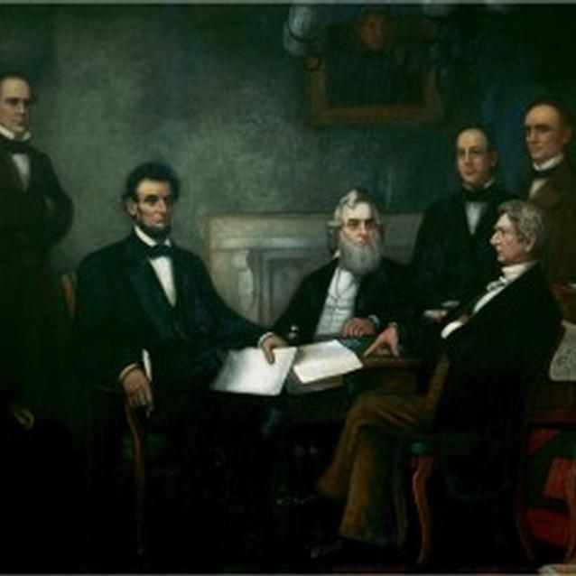 Abraham Lincoln reads the Emancipation Proclamation to his Cabinet