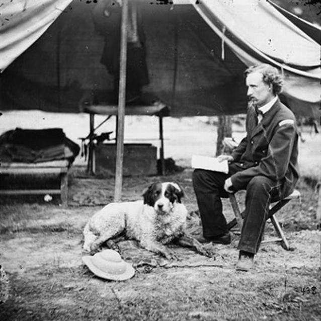 Photograph of Lt. George A. Custer with his dog