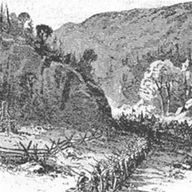 Sketch of Confederates marching through Thoroughfare Gap in 1862