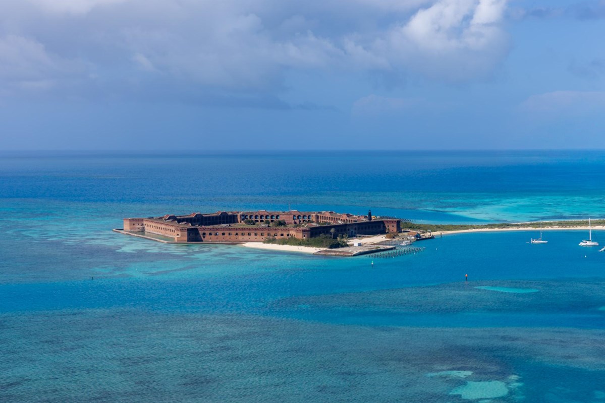 An aerial view of the Dry Tortugas