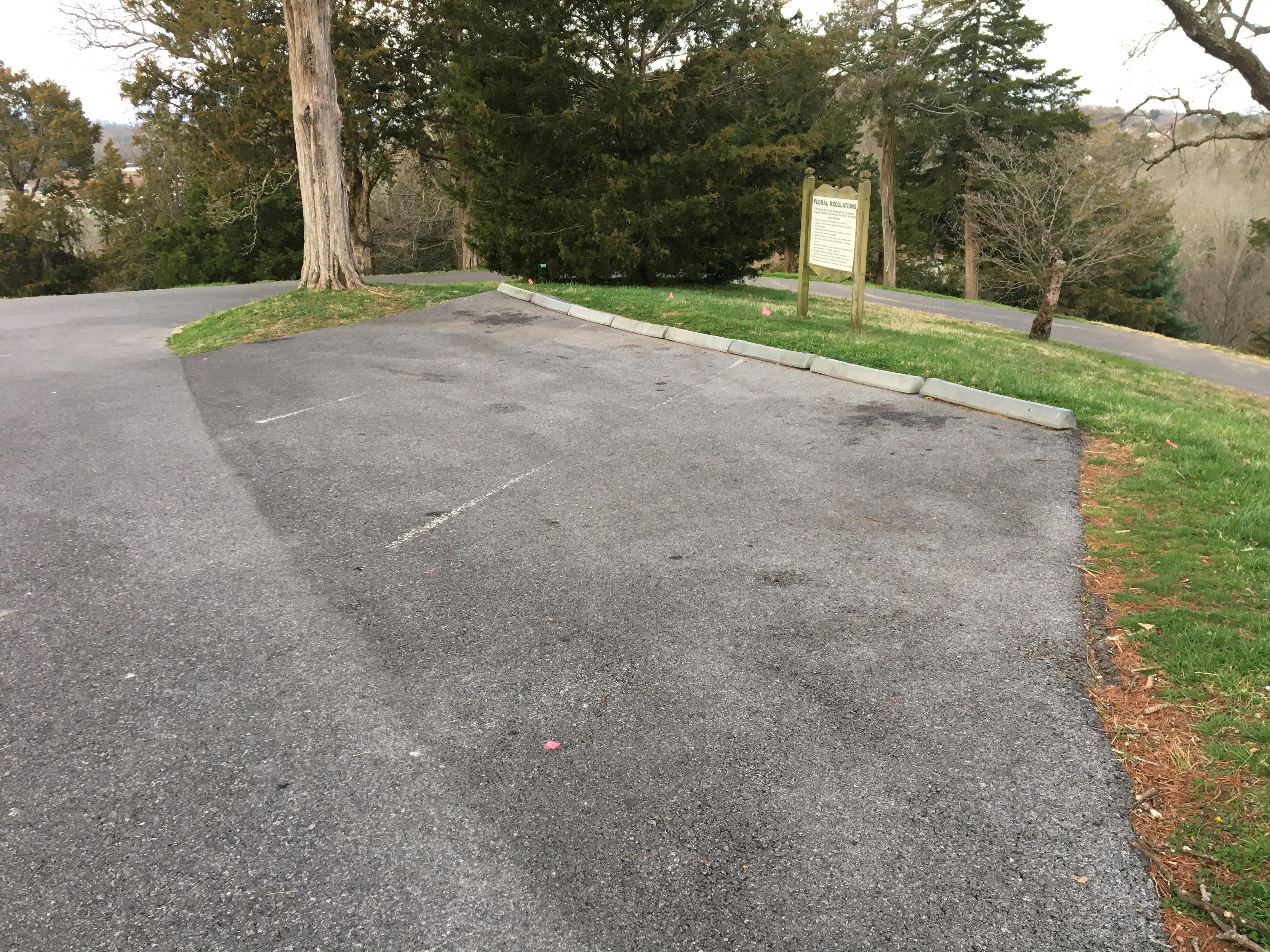 Three spaces atop Monument Hill for parking