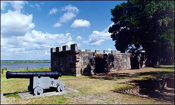 A cannon and wall at Fort Frederica