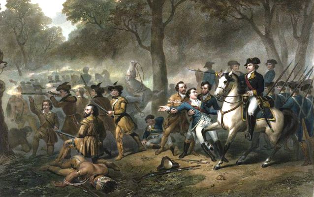 George Washington on a horse during battle