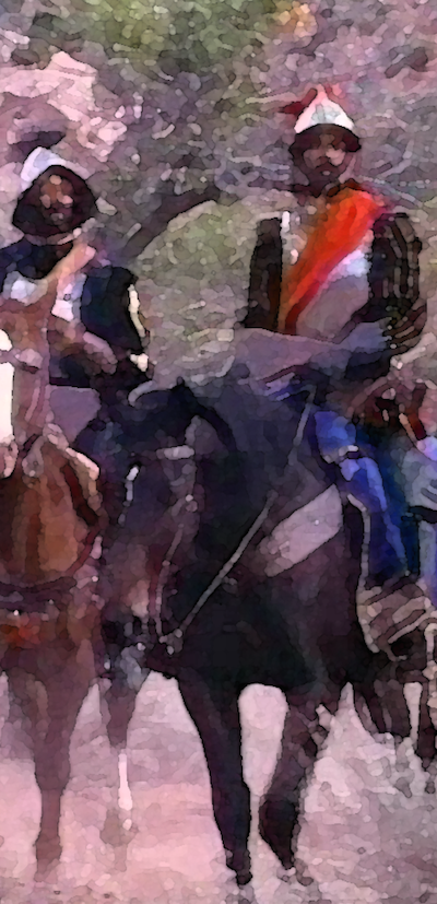 Stylized picture of Coronado on horseback