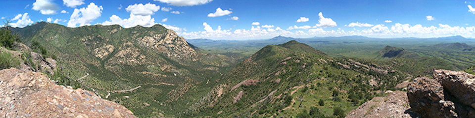 A large canyon seen from a high peak