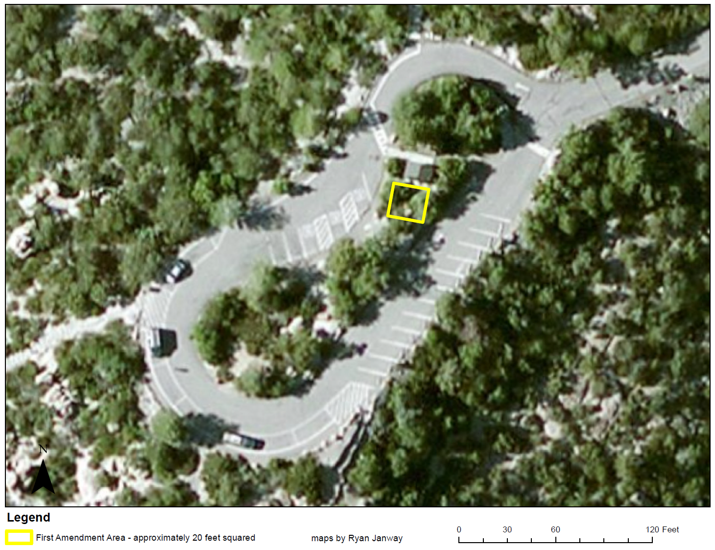 Aerial View of Massai Point, yellow box outlines area