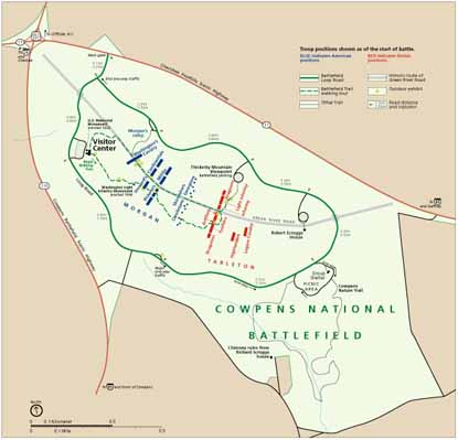 map of Cowpens National Battlefield