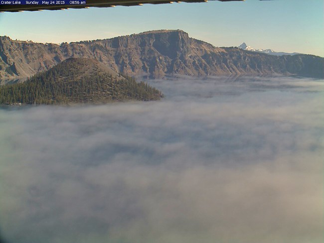 Crater Lake Webcam - Clouds Inside the Caldera