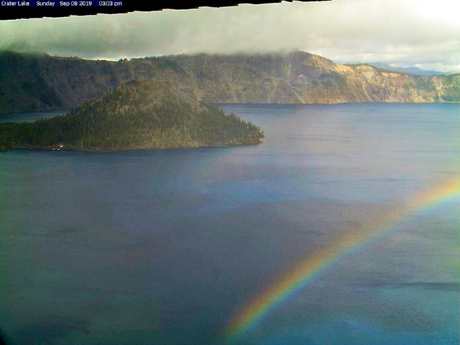 Crater Lake Webcam - Rainbow Over the Lake